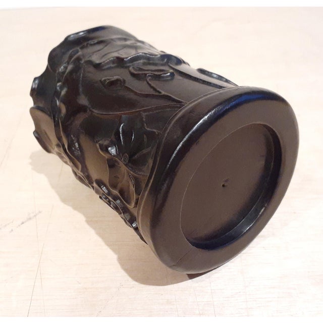 Wood Chinese Zitan Lotus Flower Bitong For Sale - Image 7 of 7