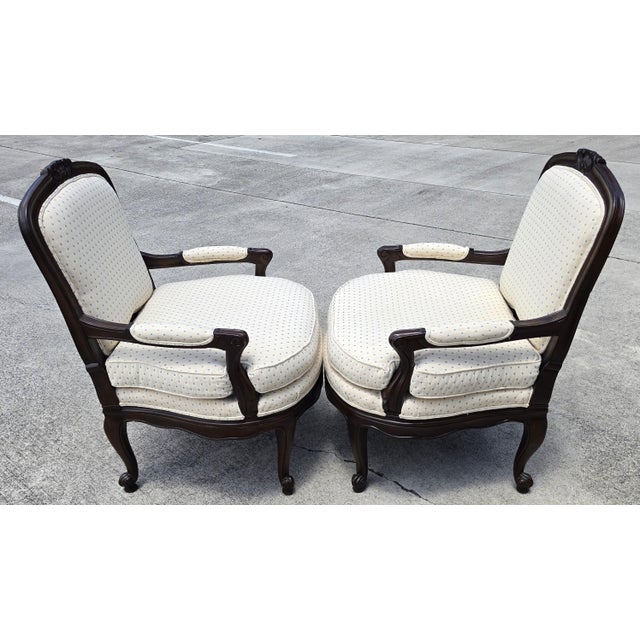 French Provincial Howard Miller French Country Fauteuil Armchairs a Pair For Sale - Image 3 of 16