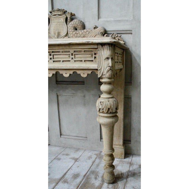 Antique Bleached Oak Green Man Hall Table, 1880s For Sale - Image 12 of 13