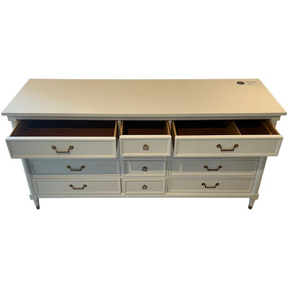 68" Finished 9 Drawer Vintage Dresser For Sale - Image 4 of 5