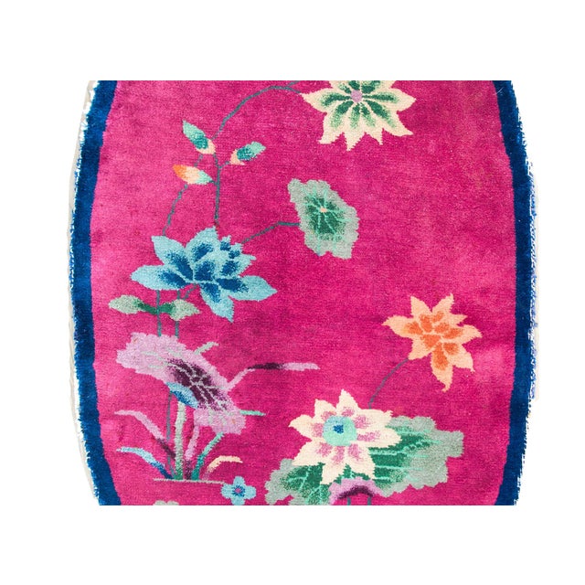 Early 20th Century Early 20th Century Oval Chinese Art Deco Rug For Sale - Image 5 of 13