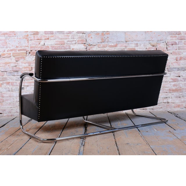 Metal Bauhaus Sofa in Chrome and Leather from Mücke-Melder, Czech, 1930s For Sale - Image 7 of 12