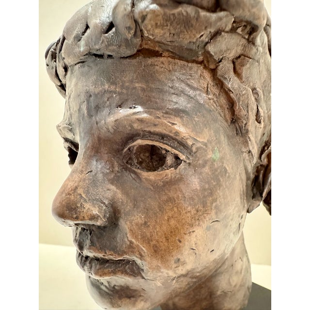 Brown 1960s Larry Mohr Bronze Stylized Female Bust Sculpture Signed From Artist Estate For Sale - Image 8 of 11