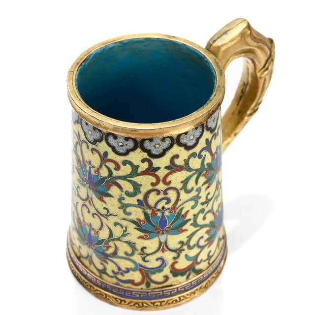 Turquoise Antique Chinese Qianlong Period Cloisonné Enamel Mug or Tankard For Sale - Image 8 of 16