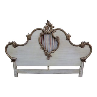 French Cream & Giltwood Baroque Headboard For Sale