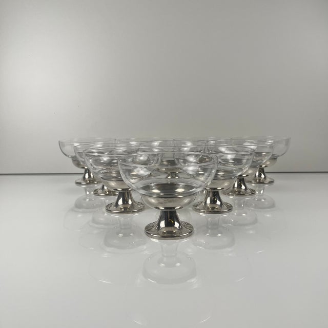 Vintage Dessert Cups in Glass and Metal, 1960s, Set of 10 For Sale - Image 4 of 13