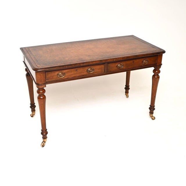 Antique Victorian Leather Top Writing Table, 1860 For Sale - Image 11 of 11