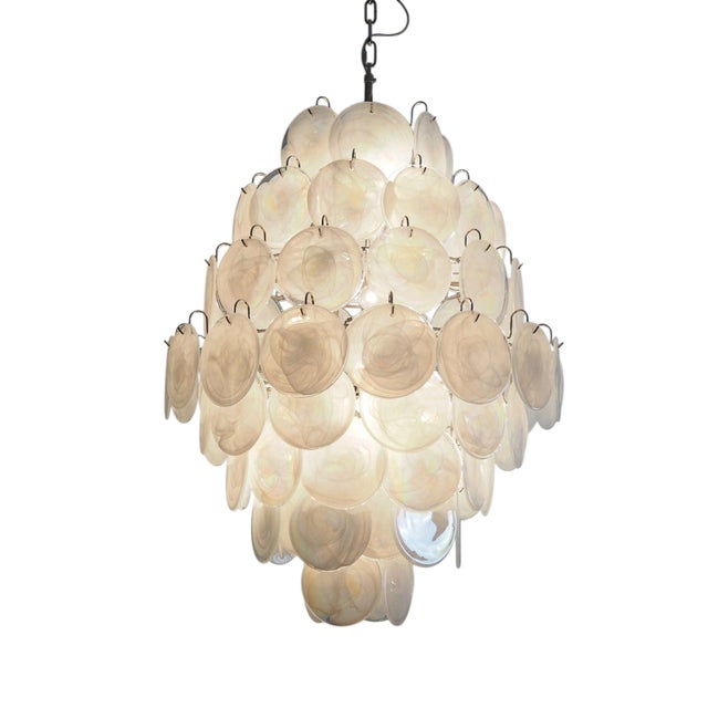 Italian Iridescent Murano Glass Disc Chandelier from Justfurnituress For Sale - Image 12 of 17