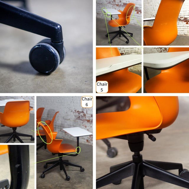 Set of 6 Early 21st Century Modern Steelcase Orange Node Task Chairs W/Work Surface & 5 Prong Base For Sale - Image 12 of 12