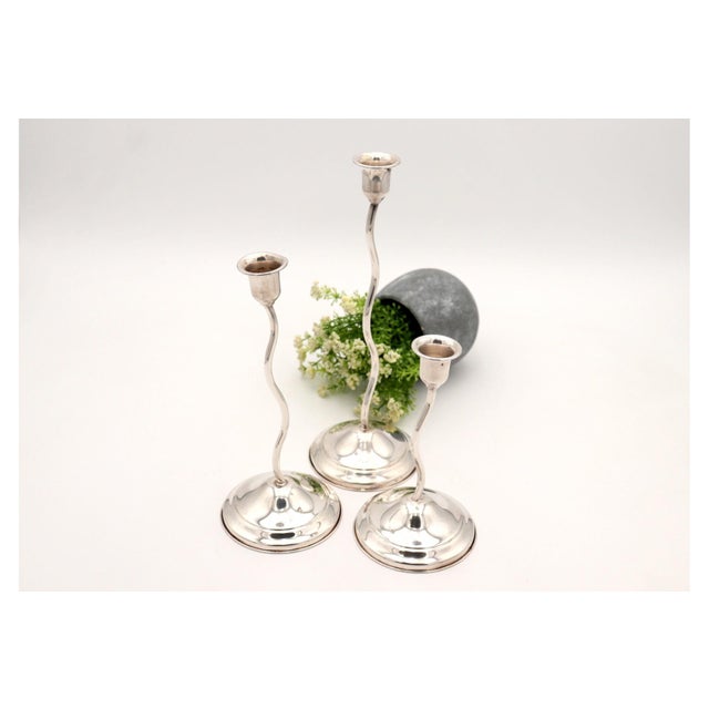 Silver Candlesticks, Set of 3, in Good conditions. Designed 1920 to 1949