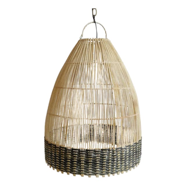 Wicker Tux Weave Organic Modern Pendant Light Medium For Sale