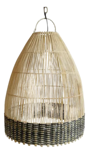 Wicker Tux Weave Organic Modern Pendant Light Medium