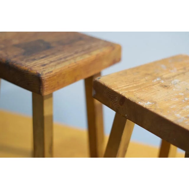 Charlotte Perriand Set of Vintage Wood Stools by Charlotte Perriand for Mountain Les Arcs, 1960s For Sale - Image 4 of 18