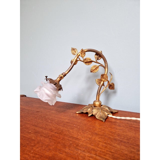 Gilt Bronze and Satin Glass Table Lamp, 1890s For Sale - Image 9 of 12