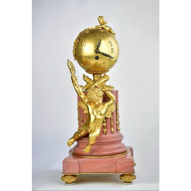 Fireplace set in gilded bronze and marble, 19th century, napoleon iii period. Pendulum: h: 36cm, l: 15cm, d: 18cm...