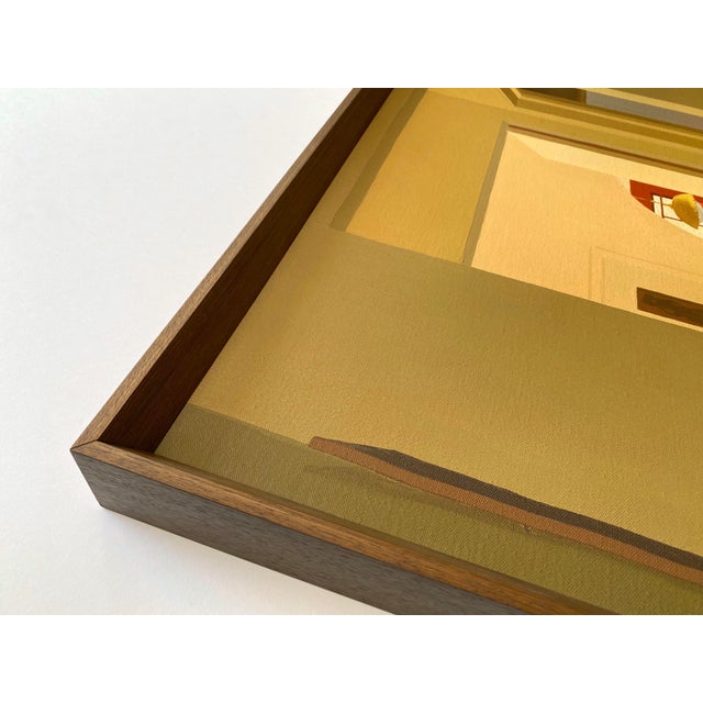 1970s Barbara Morgan Roberts Vintage 1974 Mid Century Modern Edward Hopper Style " Interior " Framed Original Large Realist Painting For Sale - Image 5 of 17