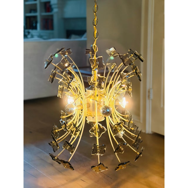 Mid-Century Modern 1970s Italian Smoked Glass Sputnik Chandelier, Attributed to Fontana Arte For Sale - Image 3 of 12