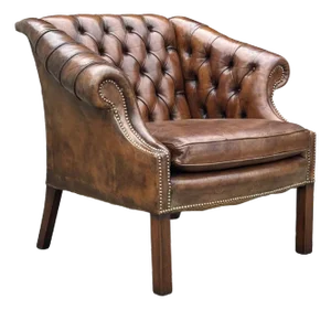 Brown Leather Club Armchair, 1880s
