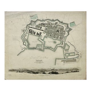 Toulon France, Original Map, 1834 For Sale