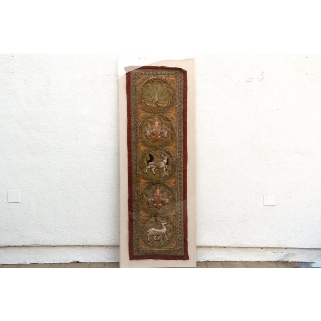 Textile Antique Southeast Asian Golden Tapestry For Sale - Image 7 of 7