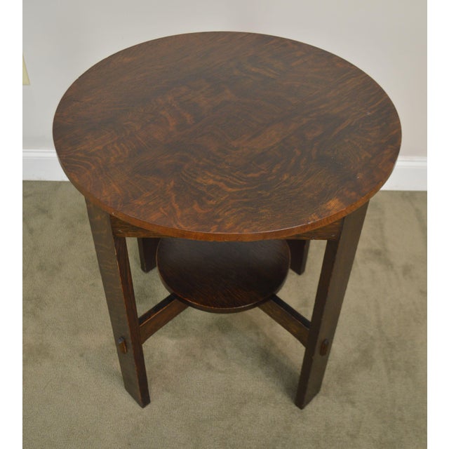 Stickley Antique Mission Oak Round Lamp Table Chairish