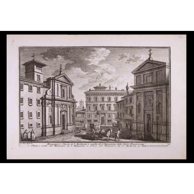 Monastero e Chiesa di S. Apollonia is an original black and white etching of the Late 18th century realized by Giuseppe...