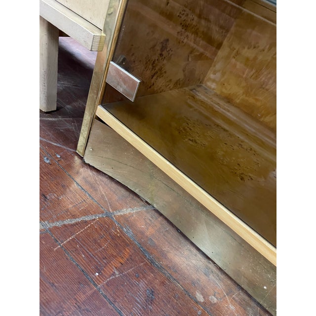 Mid 20th Century Mid 20th Century Hollywood Regency Burl Wood and Brass Display Cabinet For Sale - Image 5 of 10
