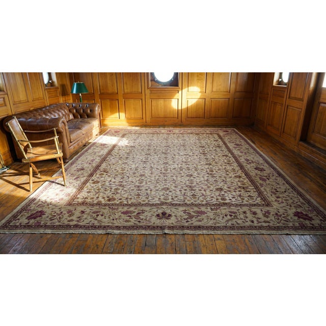 Splendid Ivory Color With Special Floral Design Antique Amritsar Rug For Sale - Image 15 of 15