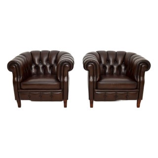 Swedish Leather Club Chairs by Broderna Andersson for Bröderna Andersson, 1950s, Set of 2 For Sale