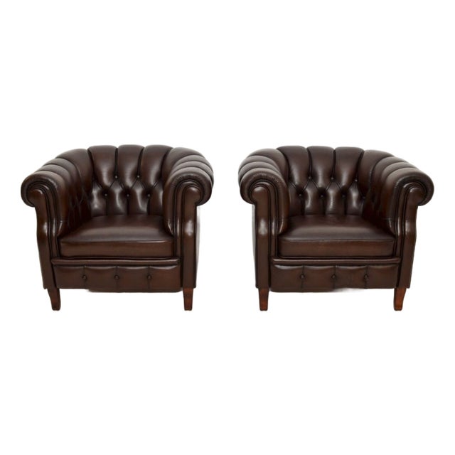 Swedish Leather Club Chairs by Broderna Andersson for Bröderna Andersson, 1950s, Set of 2 For Sale
