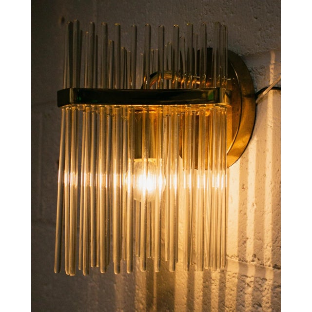 Mid 20th Century Brass and Glass Italian Sconce For Sale - Image 4 of 7