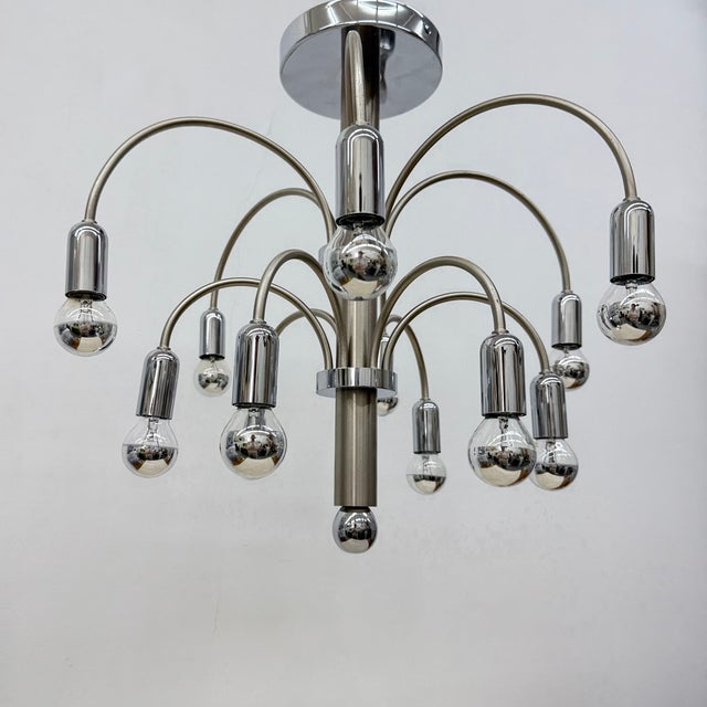 Vintage Chromed Brass Ceiling Lamp from Sciolari, 1970s For Sale - Image 16 of 18