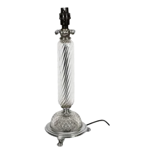Glass and Silver Plated Table Lamp, Mid-20th Century