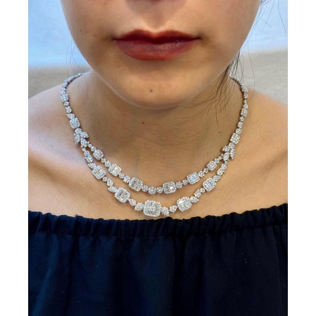 18 Carats VS E Quality Diamond 18 Karat White Gold Necklace Bridal Brand New For Sale - Image 13 of 18