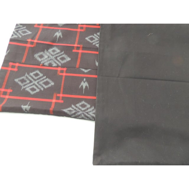 Red & Black Cotton Ikat Pattern Woven Bolster Pillows Covers - Set of 2 For Sale - Image 4 of 5