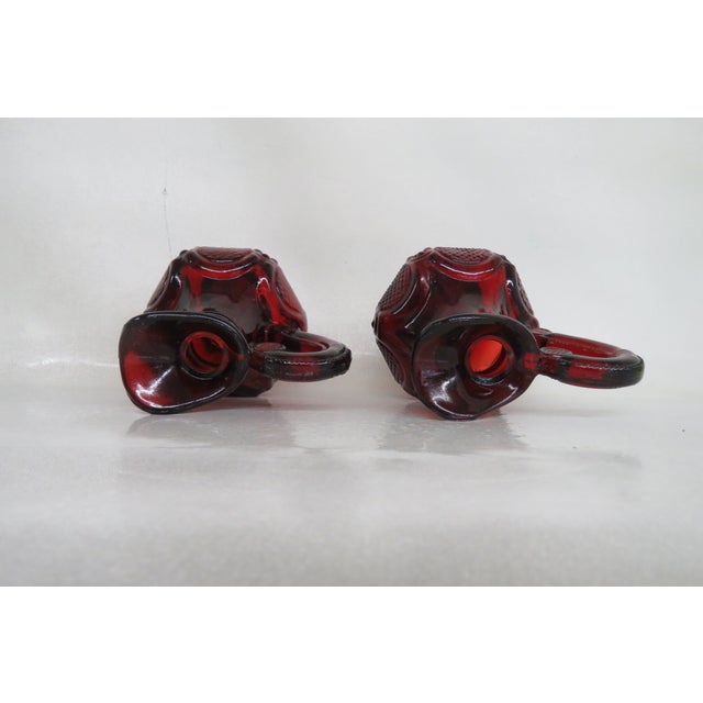Glass Avon Cape Cod Collection Ruby Red Glass Cruet Oil and Vinegar Set of Two 4203b For Sale - Image 7 of 12