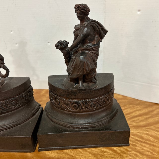 1960s 1960s Beautiful Metal Neoclassical Book Ends For Sale - Image 5 of 8