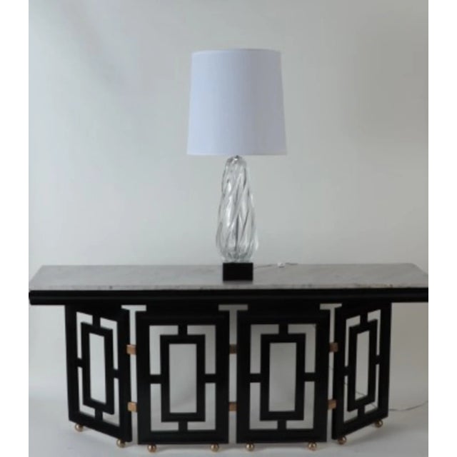 1970s Tall Swirl Glass Table Lamp on Chrome Base For Sale - Image 4 of 6