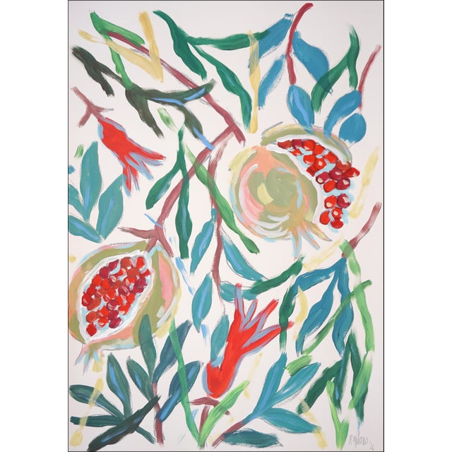 2020s 2026, Large Botanic Diptych, Ripe Pomegranates Diptych, Acrylic Paint on Watercolor Paper by Romina Milano For Sale - Image 5 of 9