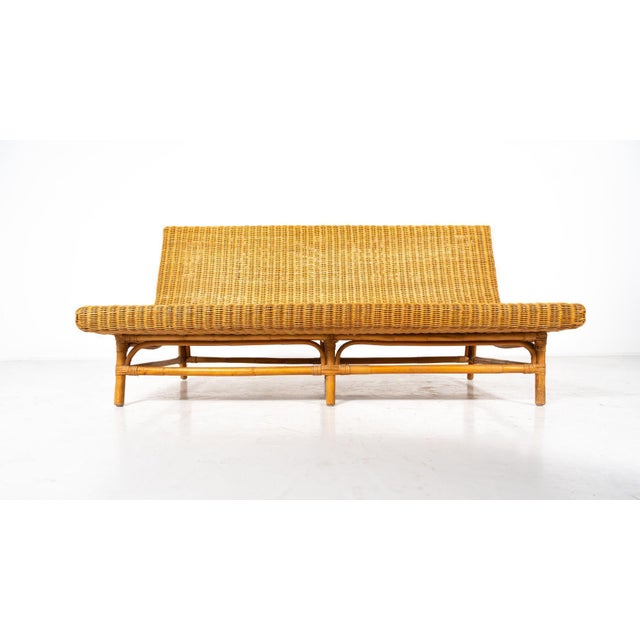 Mid-Century Modern Wicker Bench, Italy, 1970s For Sale - Image 3 of 11