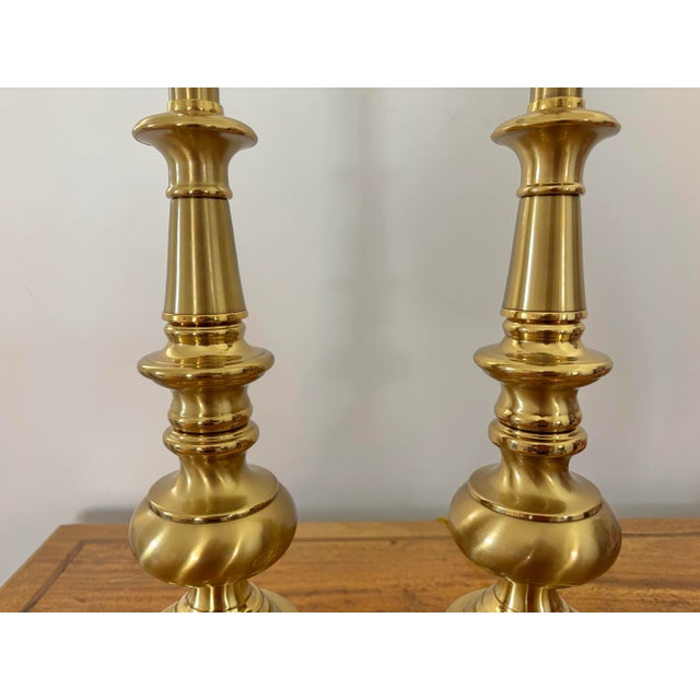 Stiffel Pair of 1990s Stiffel Brass Regency Style Baluster Table Lamps For Sale - Image 4 of 12