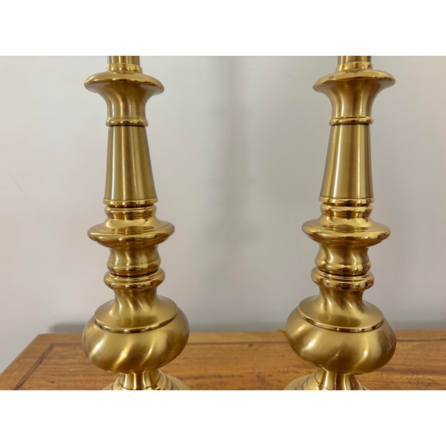 Stiffel Pair of 1990s Stiffel Brass Regency Style Table Lamps For Sale - Image 4 of 12