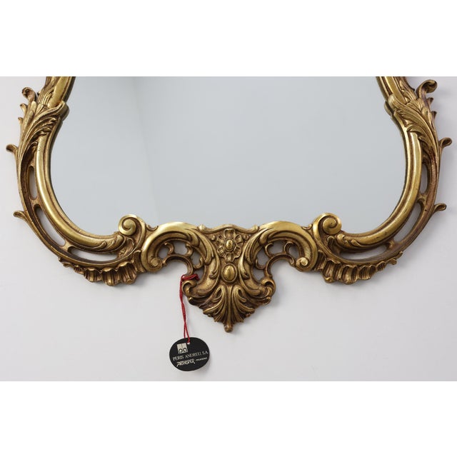 20th Century Louis XVI Ornate Metal Wall Mirror with Rococo Flourishes, France, 1950s For Sale - Image 6 of 11