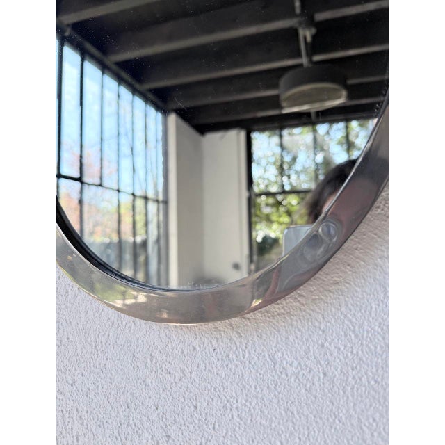 Silver Oval Silver-Plated Metal Mirror, 1950s For Sale - Image 8 of 18