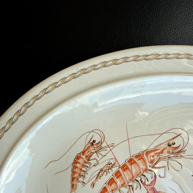 Vintage Ljungberg Coquillage 14” Ceramic Serving Platter Lobster Shrimp Crab Seafood For Sale - Image 11 of 11