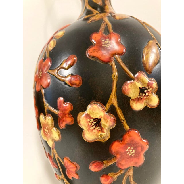 Toleware-Look Fall Colors Chinoiserie Ceramic Table Lamps by Oriental Accent - A Pair For Sale In Chicago - Image 6 of 11