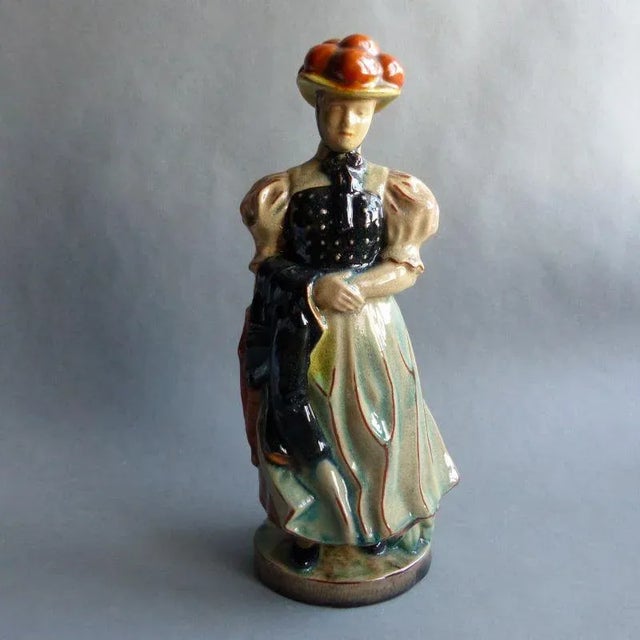 Ceramic Forest Girl Figure by Anton Kling for Karlsruher Majolika, 1935 For Sale - Image 10 of 10