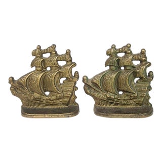 Vintage Ship Bookends - Pair For Sale