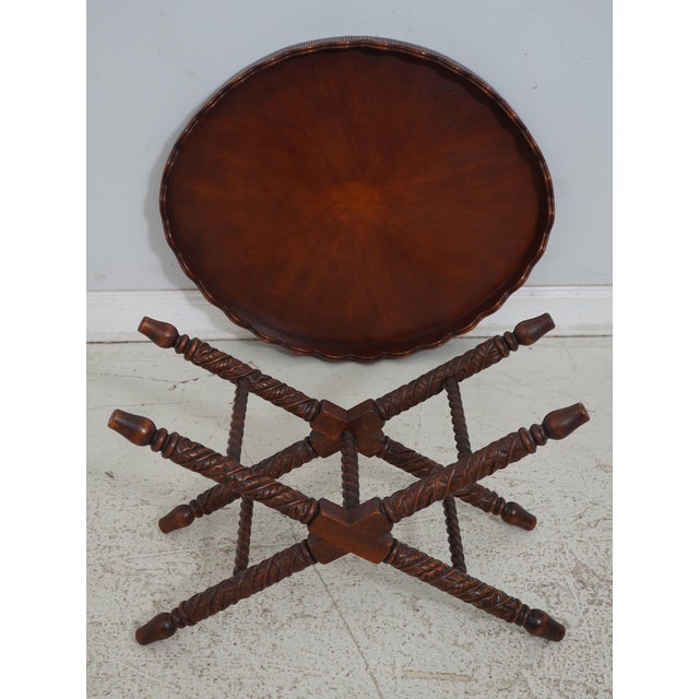 Caribbean Style Carved Mahogany Tray Top Serving Table For Sale - Image 11 of 12