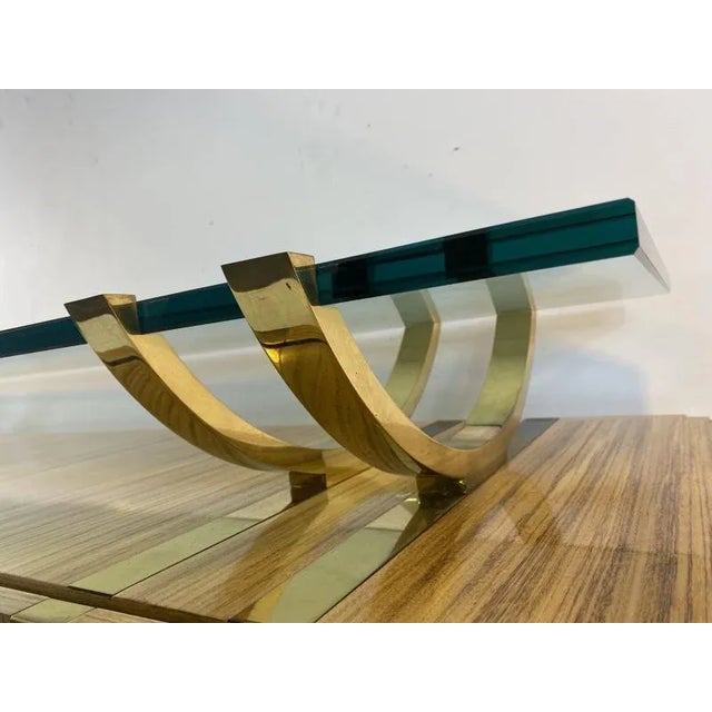 Wood 1980s Leon Rosen Modern Wood & Brass & Glass Sideboard For Sale - Image 7 of 10